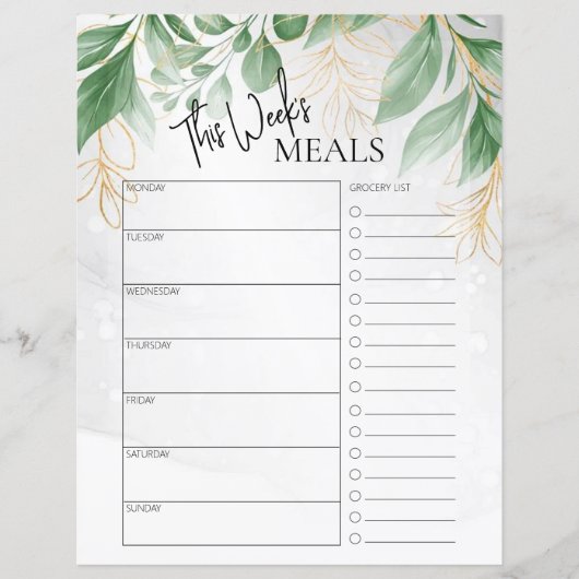 Minimale scripttekst van het afvul Weekly Meal Pla (Voorkant)
