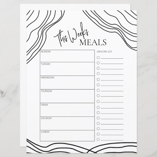 Minimale scripttekst Wekelijks Meal Planner (Voorkant / Achterkant)