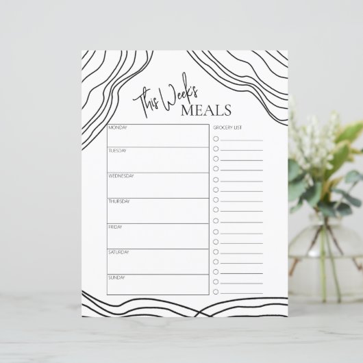 Minimale scripttekst Wekelijks Meal Planner (Staand voorkant)