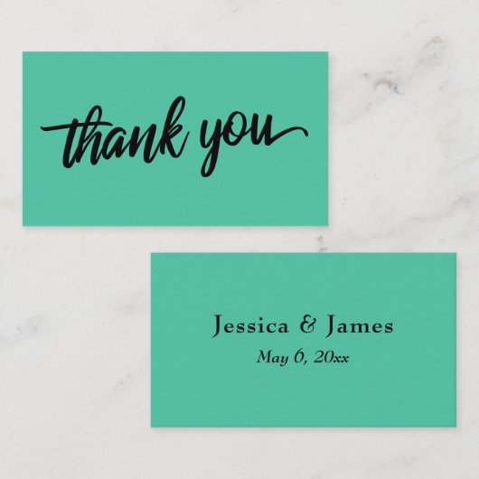 Minimale scripttypografie Biscay Green Bedankt Informatiekaartje (Voorkant / Achterkant)