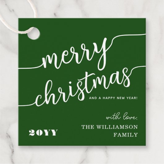 Minimale scripttypografie Merry Kerstchic Bedankjes Labels (Voorkant)