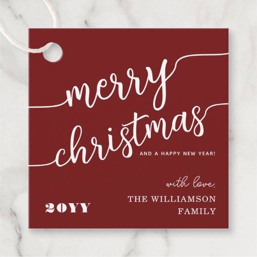 Minimale scripttypografie Merry Kerstchic Bedankjes Labels (Voorkant)