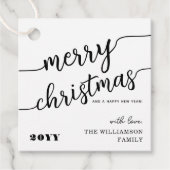 Minimale scripttypografie Merry Kerstchic Bedankjes Labels (Voorkant)