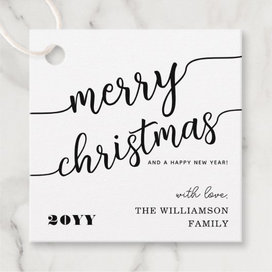 Minimale scripttypografie Merry Kerstchic Bedankjes Labels (Voorkant)