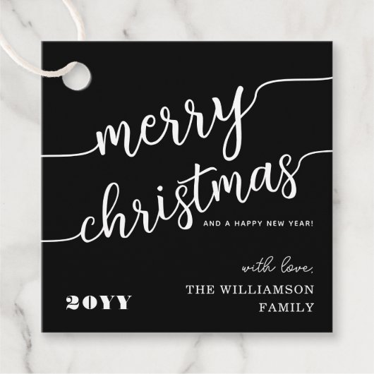 Minimale scripttypografie Merry Kerstchic Bedankjes Labels (Voorkant)