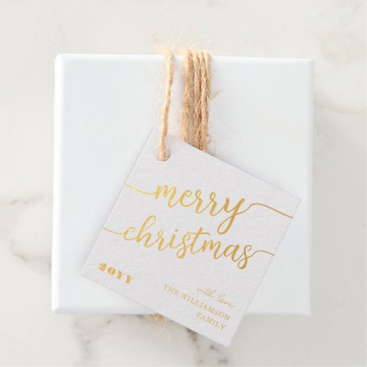 Minimale scripttypografie Merry Kerstchic Bedankjes Labels (Met doos)