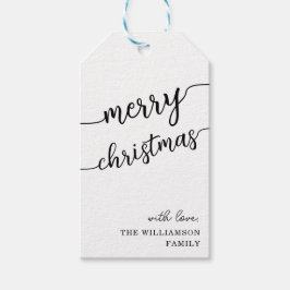 Minimale scripttypografie Merry Kerstchic Cadeaulabel