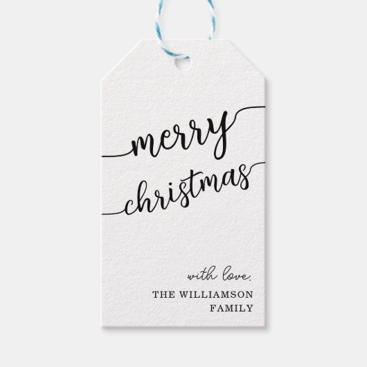 Minimale scripttypografie Merry Kerstchic Cadeaulabel (Voorkant)