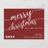 Minimale scripttypografie Merry Kerstchic Feestdagenkaart (Voorkant)