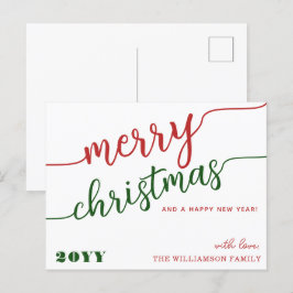 Minimale scripttypografie Merry Kerstchic Feestdagenkaart