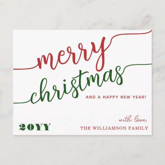 Minimale scripttypografie Merry Kerstchic Feestdagenkaart (Voorkant)