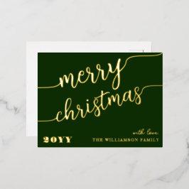 Minimale scripttypografie Merry Kerstchic Folie Feestdagen Briefkaart