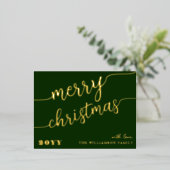 Minimale scripttypografie Merry Kerstchic Folie Feestdagen Briefkaart (Staand Voorkant)