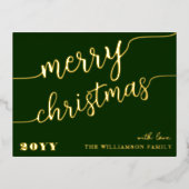 Minimale scripttypografie Merry Kerstchic Folie Feestdagen Briefkaart (Voorkant)