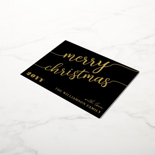 Minimale scripttypografie Merry Kerstchic Folie Feestdagen Briefkaart (Gedraaid)