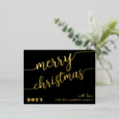 Minimale scripttypografie Merry Kerstchic Folie Feestdagen Briefkaart (Staand Voorkant)