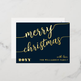 Minimale scripttypografie Merry Kerstchic Folie Feestdagen Briefkaart