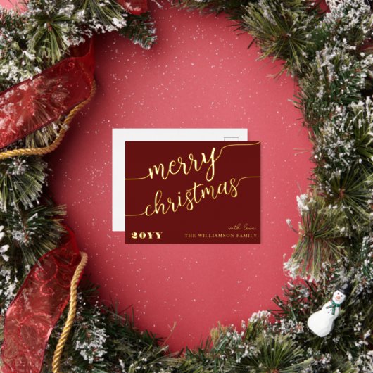 Minimale scripttypografie Merry Kerstchic Folie Feestdagen Briefkaart (Insitu)