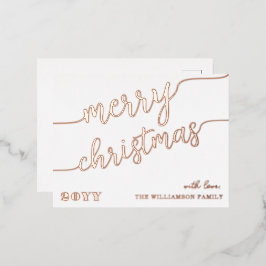 Minimale scripttypografie Merry Kerstchic Folie Feestdagen Briefkaart