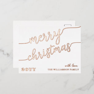 Minimale scripttypografie Merry Kerstchic Folie Feestdagen Briefkaart
