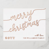 Minimale scripttypografie Merry Kerstchic Folie Feestdagen Briefkaart (Voorkant)