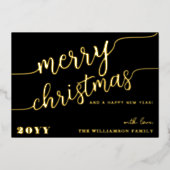 Minimale scripttypografie Merry Kerstchic Folie Feestdagenkaart (Voorkant)