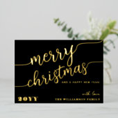 Minimale scripttypografie Merry Kerstchic Folie Feestdagenkaart (Staand Voorkant)