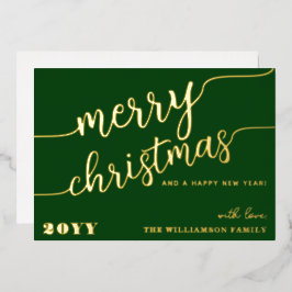 Minimale scripttypografie Merry Kerstchic Folie Feestdagenkaart