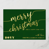 Minimale scripttypografie Merry Kerstchic Folie Feestdagenkaart (Voorkant)