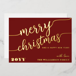 Minimale scripttypografie Merry Kerstchic Folie Feestdagenkaart