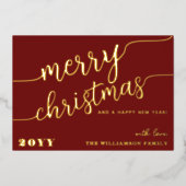 Minimale scripttypografie Merry Kerstchic Folie Feestdagenkaart (Voorkant)