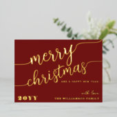 Minimale scripttypografie Merry Kerstchic Folie Feestdagenkaart (Staand Voorkant)