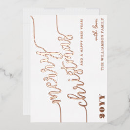 Minimale scripttypografie Merry Kerstchic Folie Feestdagenkaart