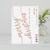 Minimale scripttypografie Merry Kerstchic Folie Feestdagenkaart (Staand Voorkant)