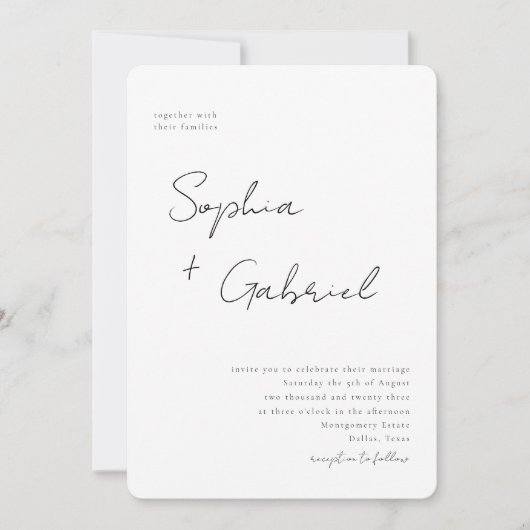 Minimale scriptuitnodiging kaart (Voorkant)