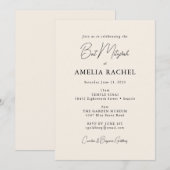 Minimale scriptvoorraad Cream Modern Bat Mitzvah Kaart (Voorkant / Achterkant)