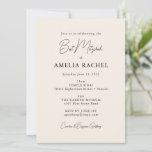 Minimale scriptvoorraad Cream Modern Bat Mitzvah Kaart<br><div class="desc">Aangepaste minimalistische scriptvoorraad Cream Modern Bat Mitzvah-uitnodiging</div>