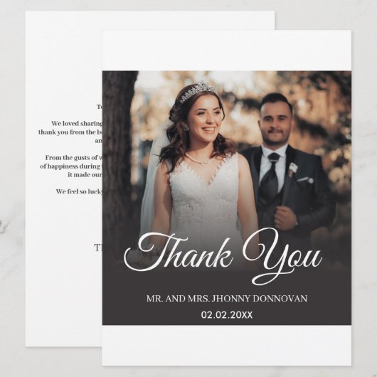 Minimale scriptweddenschap Hartelijk dank (Voorkant / Achterkant)