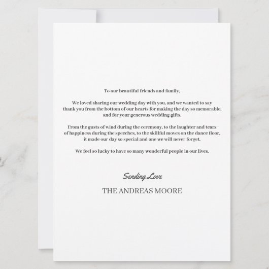 Minimale scriptweddenschap Hartelijk dank (Achterkant)