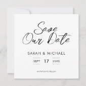 Minimale scriptweduwen sparen de datum save the date (Voorkant)