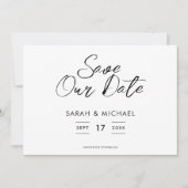 Minimale scriptweduwen sparen de datum save the date (Voorkant)