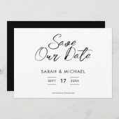 Minimale scriptweduwen sparen de datum save the date (Voorkant / Achterkant)