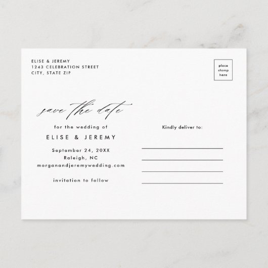 Minimale scriptweduwen waarop de datum kan worden  aankondigingskaart (Achterkant)