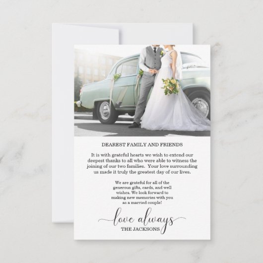 Minimale scriptweduwfoto bedankkaart (Achterkant)