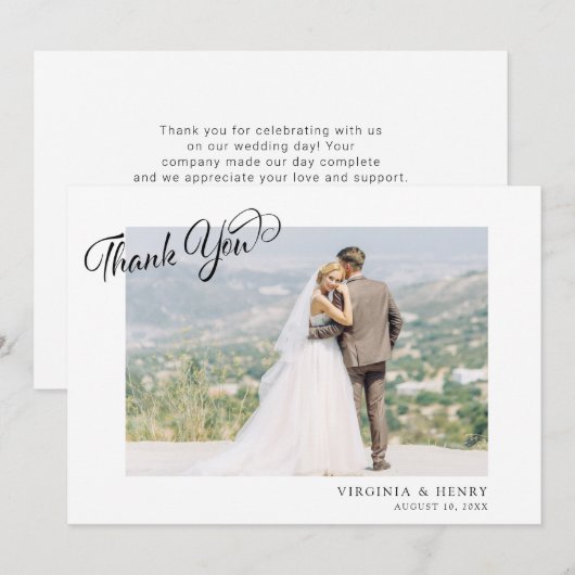 Minimale scriptweduwfoto bedankkaart (Voorkant / Achterkant)