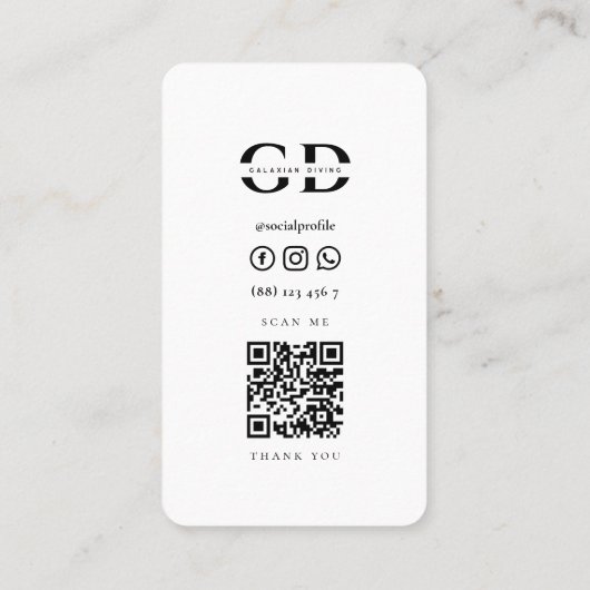 Minimale scuba duikklasse Qr-code Visitekaartje (Achterkant)