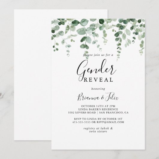 Minimale seksepartij Eucalyptus Kaart (Voorkant / Achterkant)