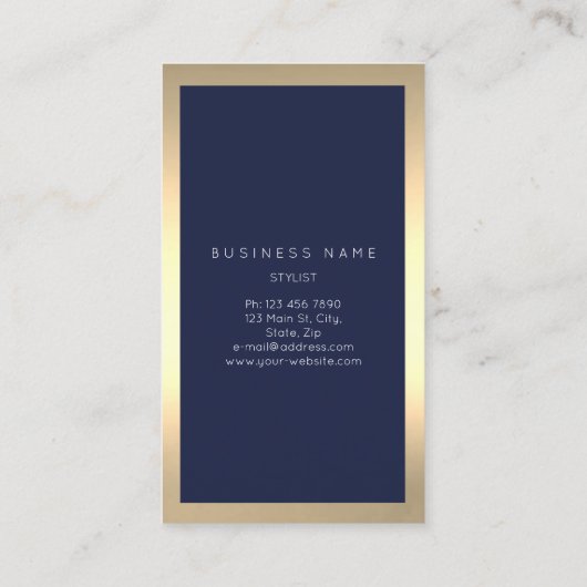 Minimale sepia (Blue Navy Gold Lijst) Visitekaartje (Achterkant)