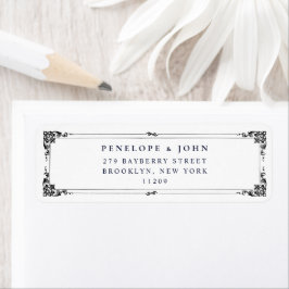 Minimale serif rand bruiloft retouradres etiket