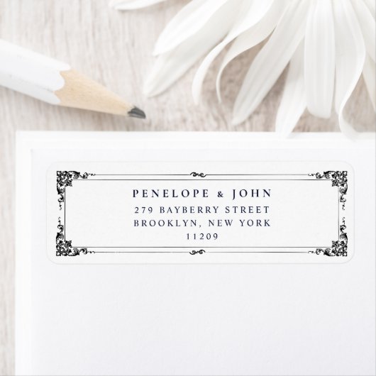 Minimale serif rand bruiloft retouradres etiket (Insitu)